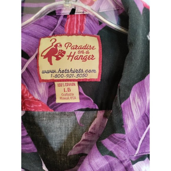 Paradise on a Hanger Men's Hawaiian 100% Cotton Shirt Parrots Aloha Size LARGE - Picture 3 of 5